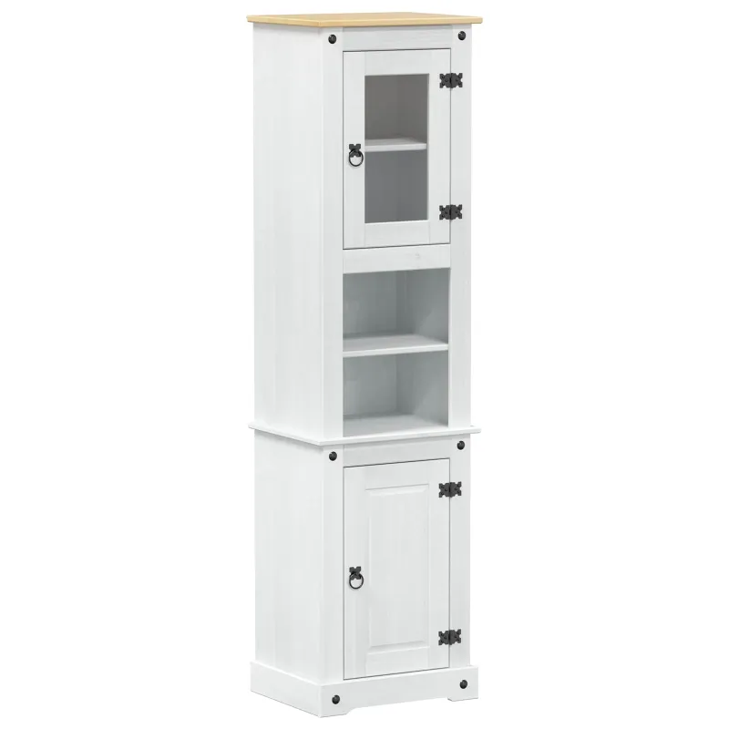 Vonios spintelė Balta 50 x 40 x 185 cm Kietos pušies mediena