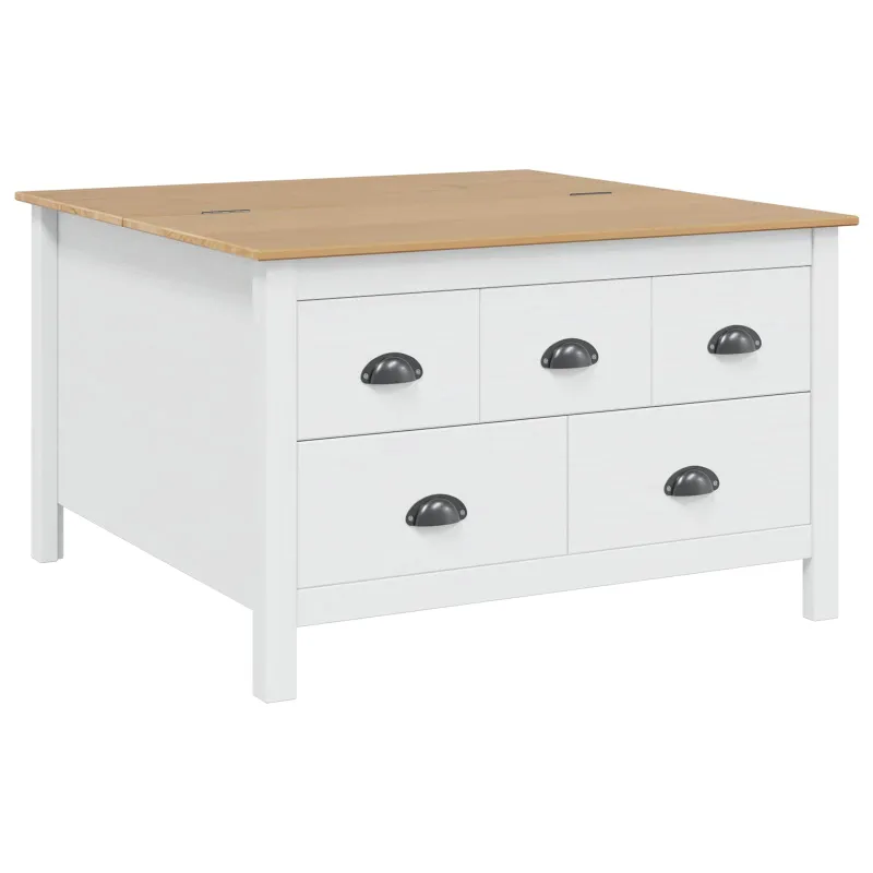 Kavos staliukas HILL Balta ir medaus ruda 79.5 x 79.5 x 49 cm