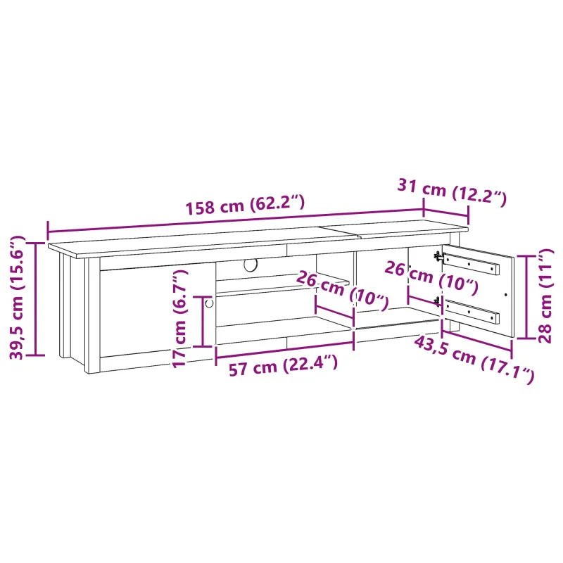 Televizoriaus stovas HILL Medus ruda 158 x 40 x 39.5 cm