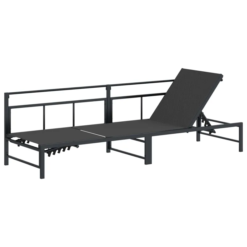 Saulės gultas Juodas 200 x 62 x 59,5 cm Tekstilenas