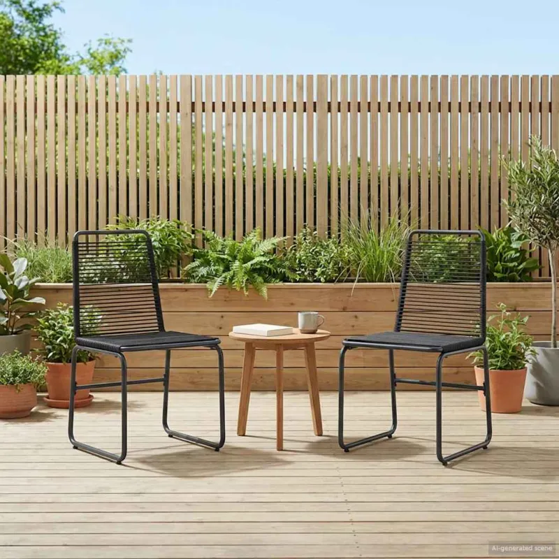 Sodo kėdės 2 pcs Juodas 48 x 55 x 89,5 cm Ratanas