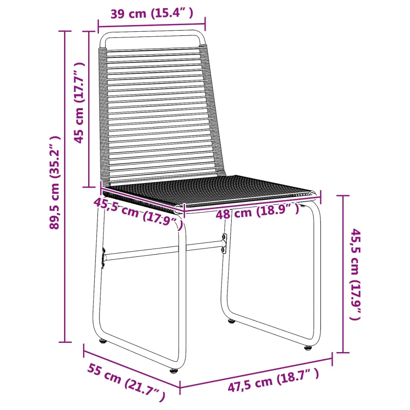 Sodo kėdės 2 pcs Juodas 48 x 55 x 89,5 cm Ratanas