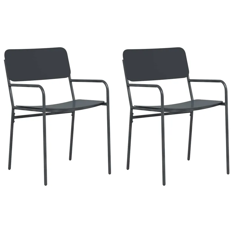 Sodo kėdės 2 pcs Antracitas 51 x 55 x 81 cm Plienas