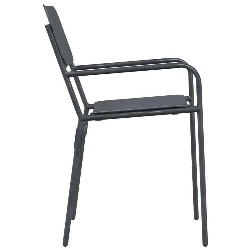 Sodo kėdės 2 pcs Antracitas 51 x 55 x 81 cm Plienas