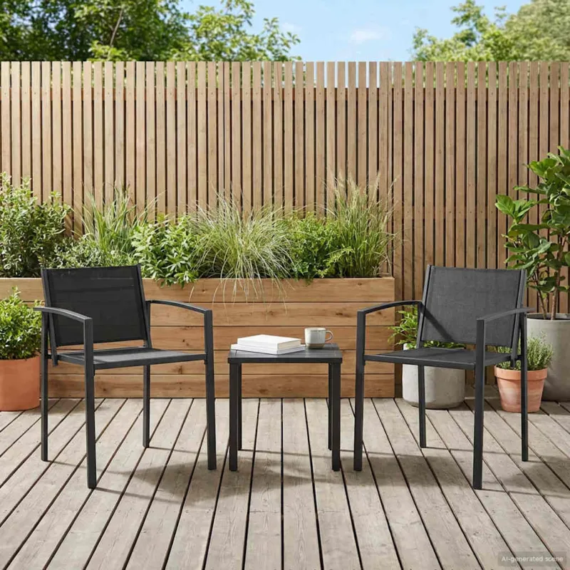 Sodo kėdės 2 pcs Juoda ir Antracitas 53,5 x 59 x 77 cm