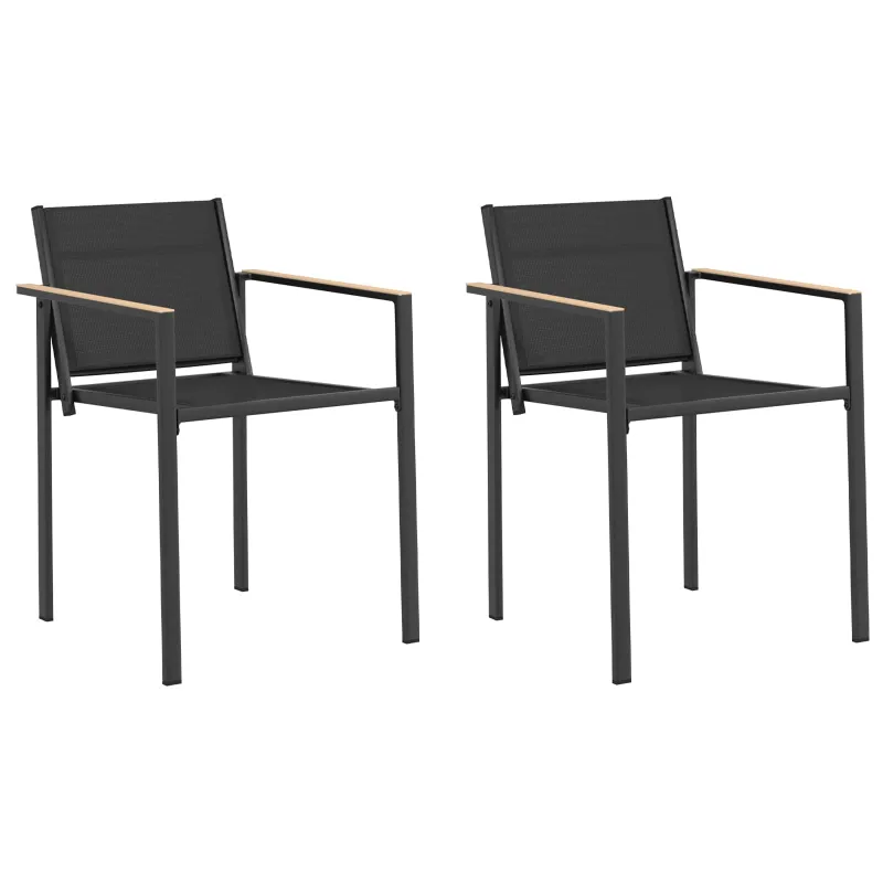 Sodo kėdės 2 pcs Juoda ir Antracitas 53,5 x 59 x 77 cm