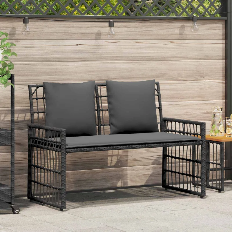 Lauko suolas Paprastas Juoda ir tamsiai pilka 116 x 55 x 82 cm
