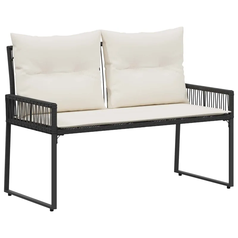 Lauko suolas 4 pcs Juoda ir kreminė balta poliratanas