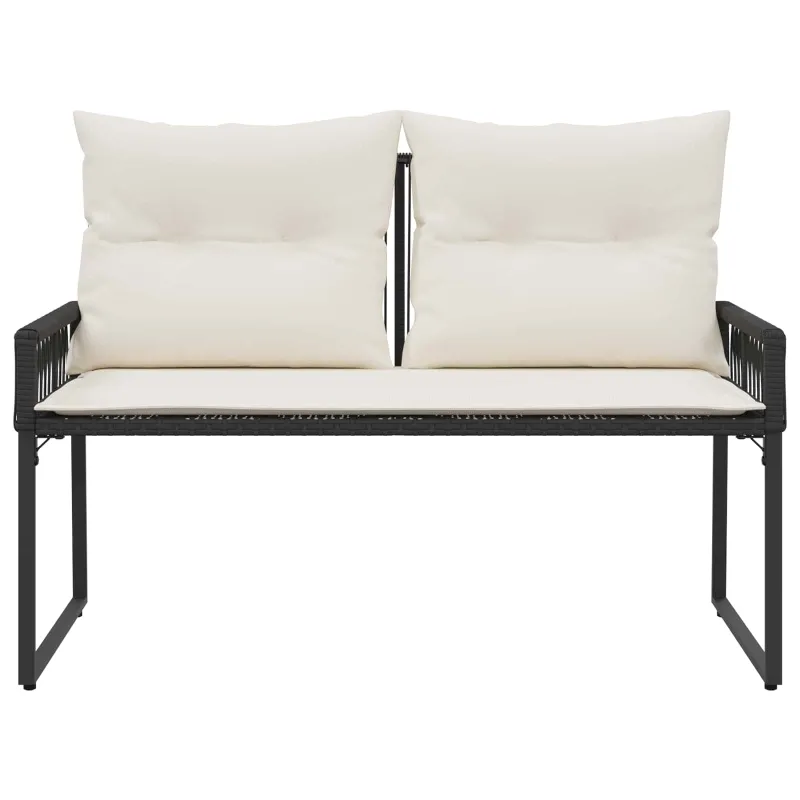 Lauko suolas 4 pcs Juoda ir kreminė balta poliratanas