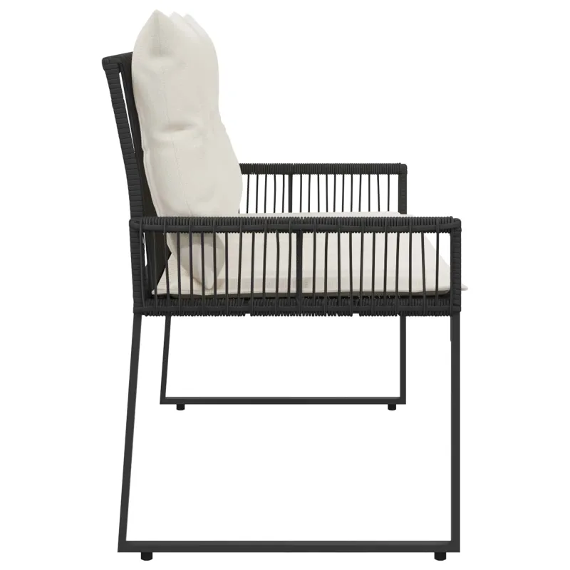 Lauko suolas 4 pcs Juoda ir kreminė balta poliratanas