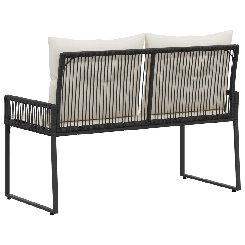 Lauko suolas 4 pcs Juoda ir kreminė balta poliratanas