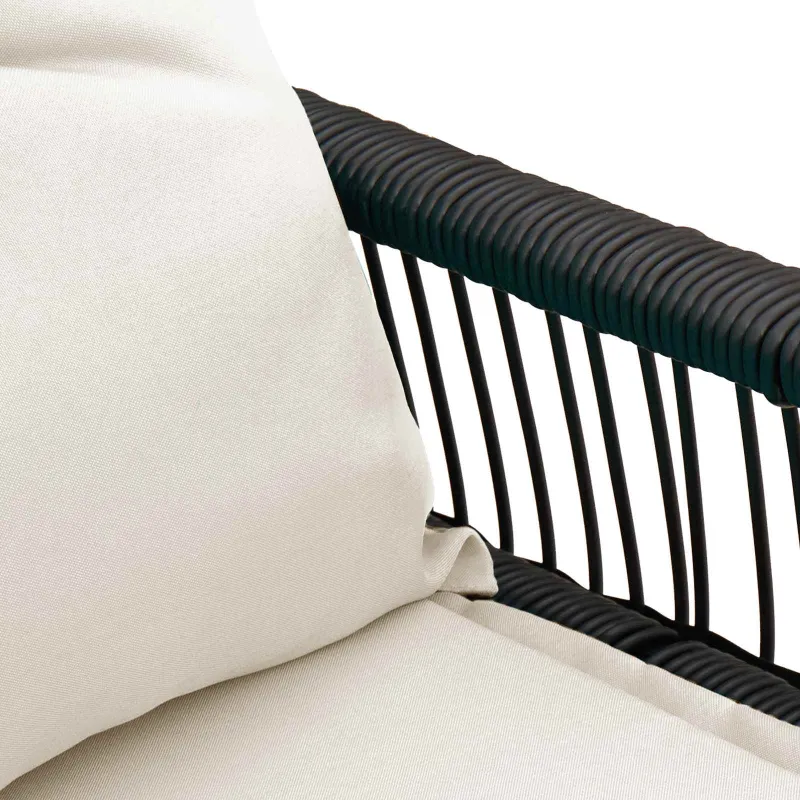 Lauko suolas 4 pcs Juoda ir kreminė balta poliratanas