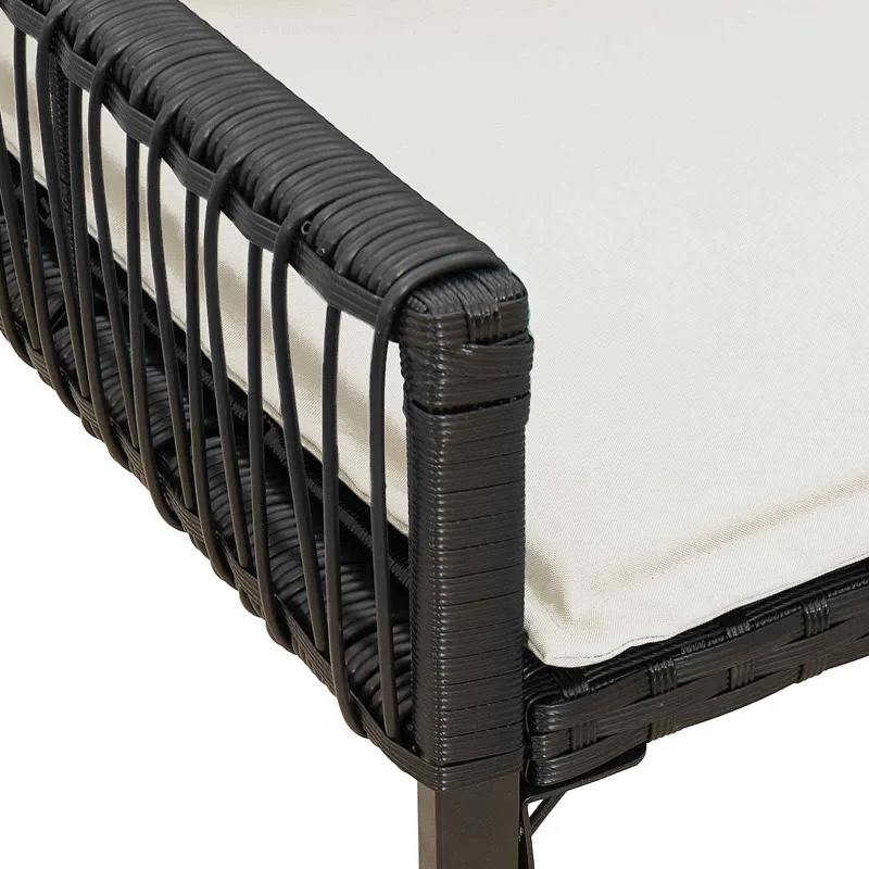 Lauko suolas 4 pcs Juoda ir kreminė balta poliratanas