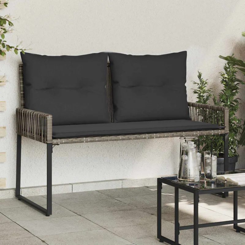 Lauko suolas 4 pcs Pilka ir tamsiai pilka poliratanas