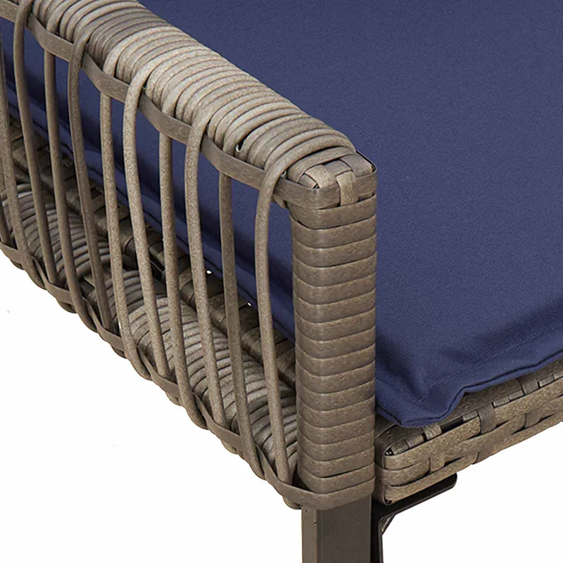 Lauko suolas 4 pcs Pilka ir tamsiai mėlyna poliratanas