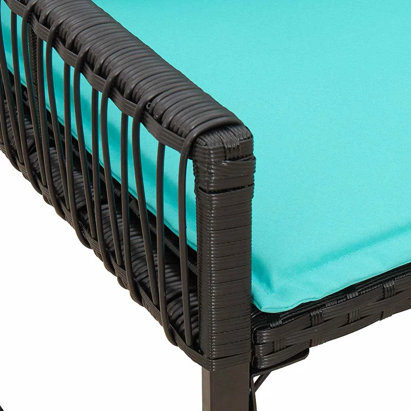 Lauko suolas su pagalve 4 pcs Juoda ir turkio poliratanas