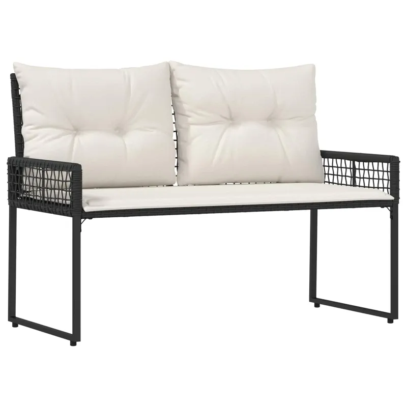 Lauko suolas su pagalve Juoda ir kreminė balta 118 x 55 x 82 cm