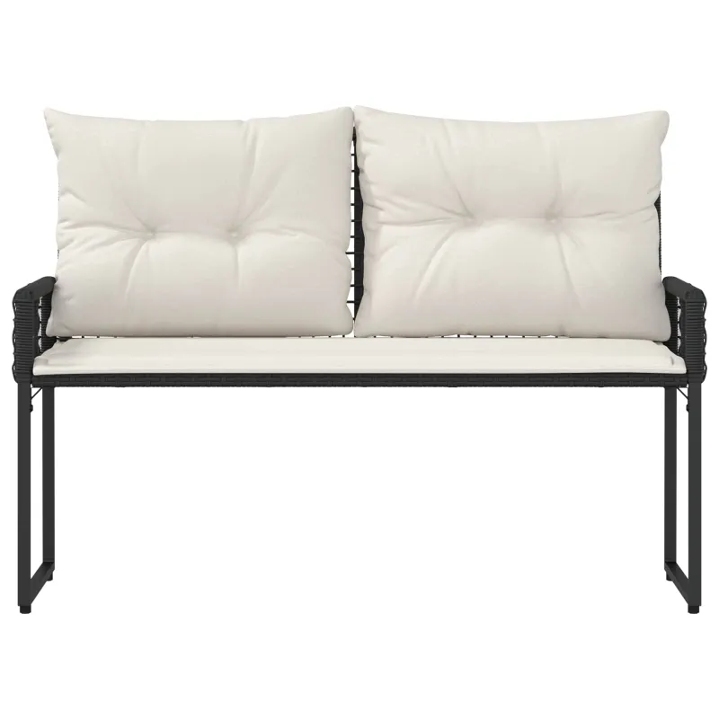 Lauko suolas su pagalve Juoda ir kreminė balta 118 x 55 x 82 cm