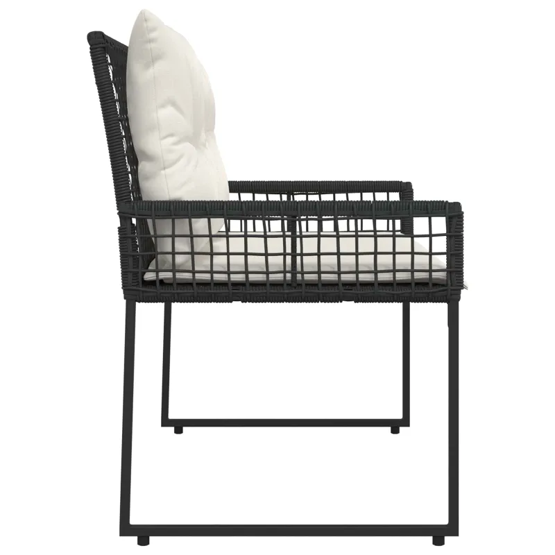 Lauko suolas su pagalve Juoda ir kreminė balta 118 x 55 x 82 cm