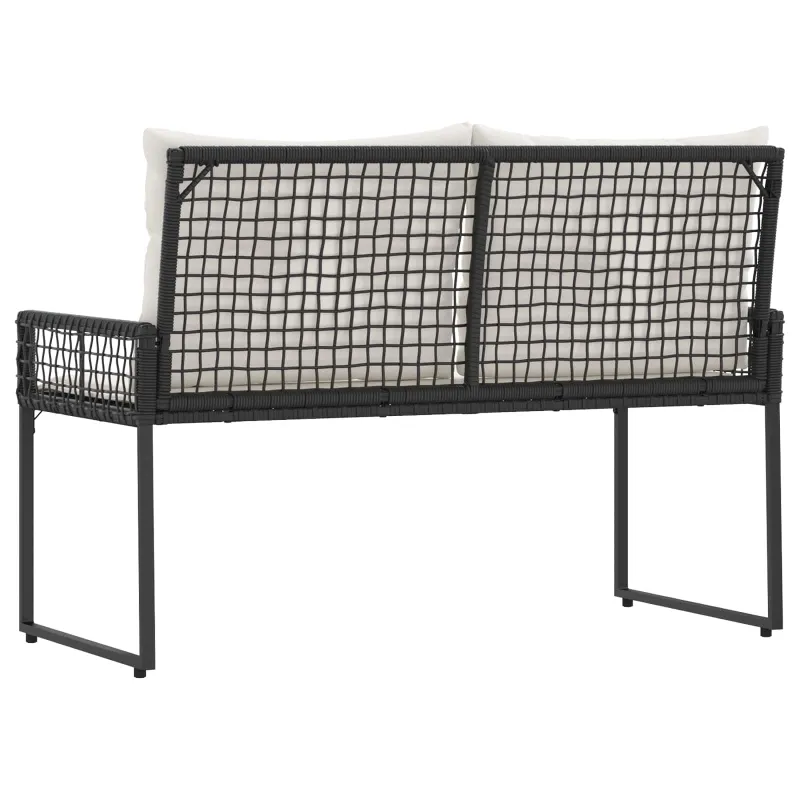 Lauko suolas su pagalve Juoda ir kreminė balta 118 x 55 x 82 cm