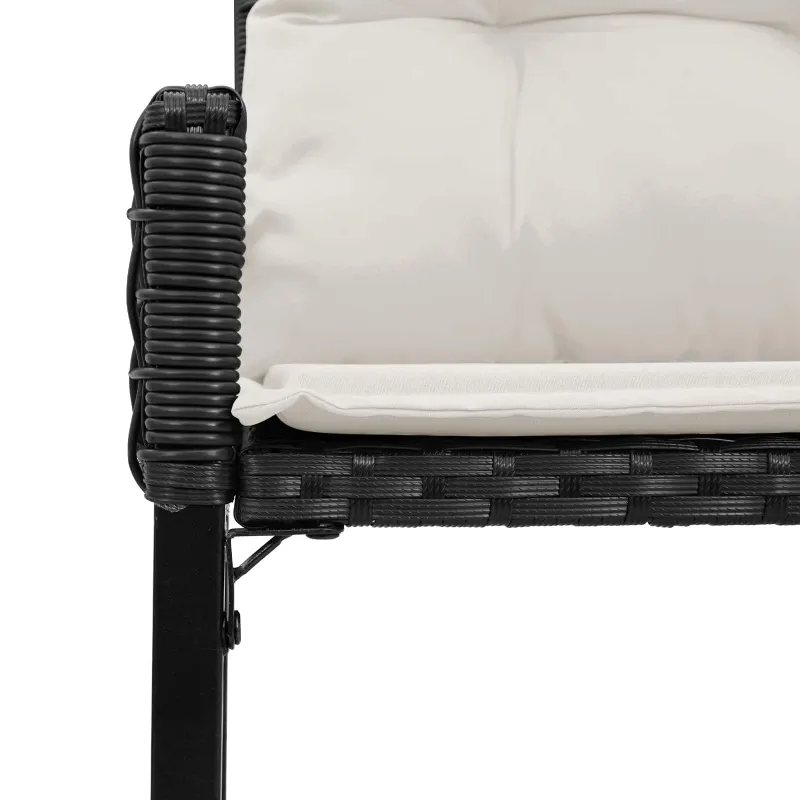 Lauko suolas su pagalve Juoda ir kreminė balta 118 x 55 x 82 cm