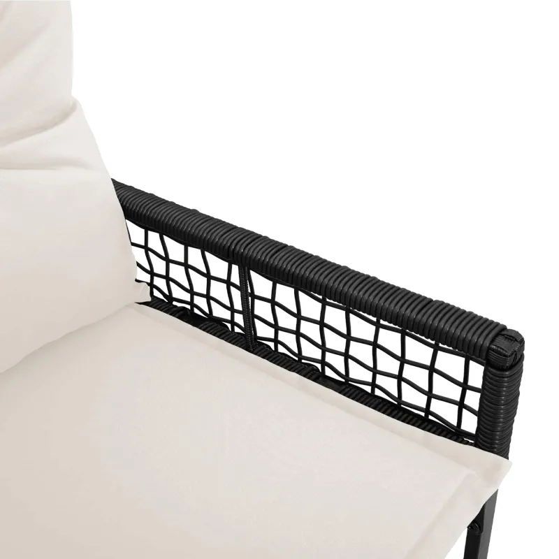 Lauko suolas su pagalve Juoda ir kreminė balta 118 x 55 x 82 cm