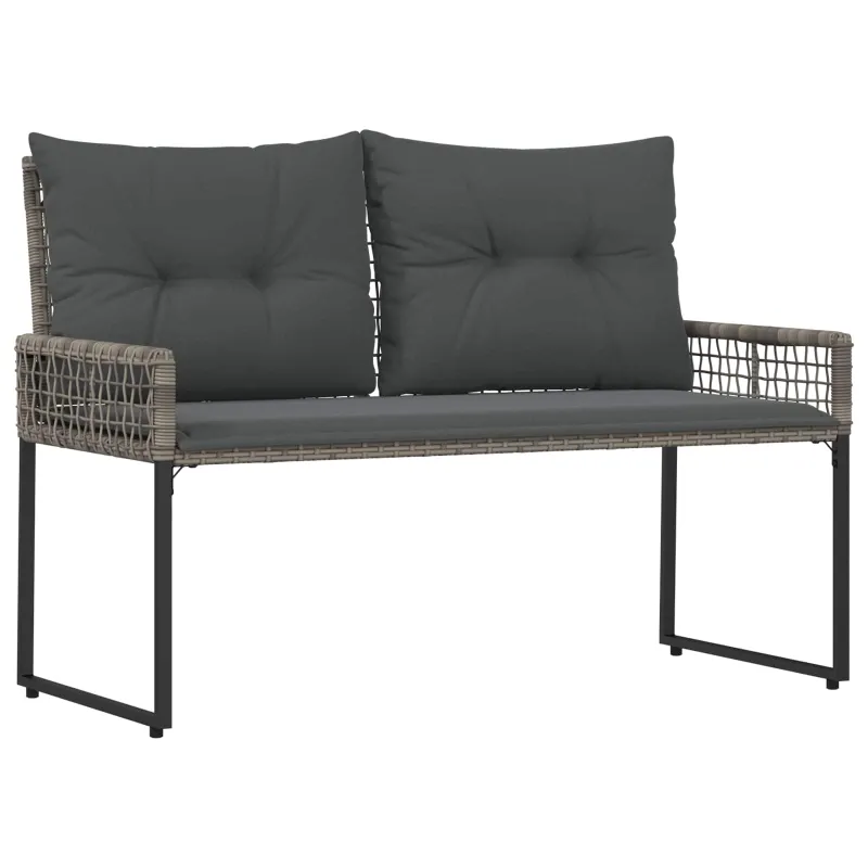 Lauko suolas Pilkas 118 x 55 x 82 cm PE rotangas ir audinys