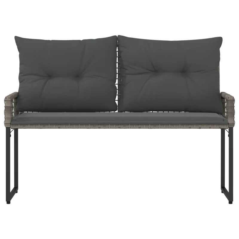 Lauko suolas Pilkas 118 x 55 x 82 cm PE rotangas ir audinys
