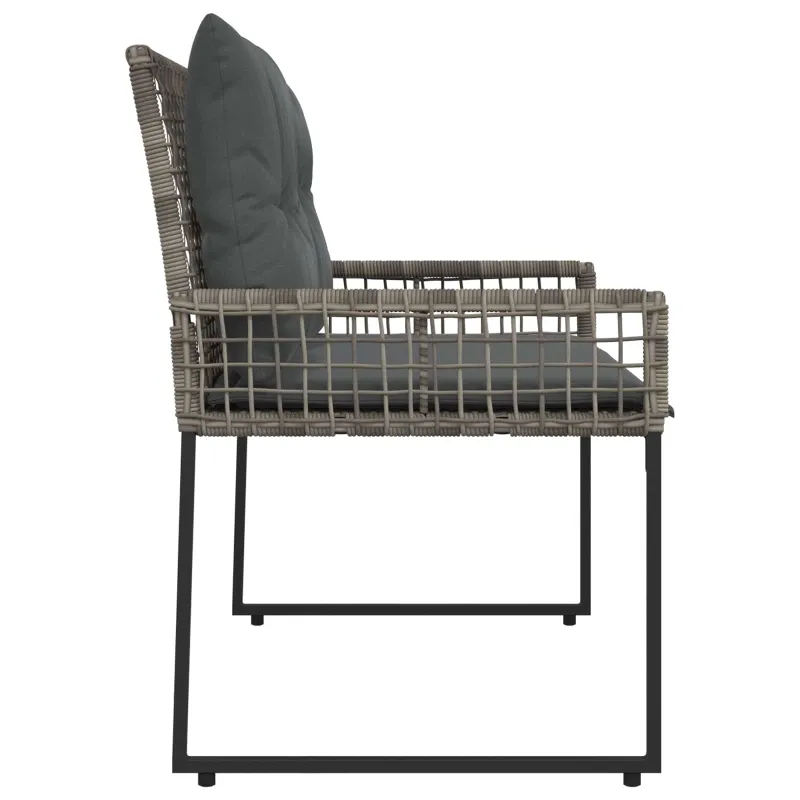 Lauko suolas Pilkas 118 x 55 x 82 cm PE rotangas ir audinys