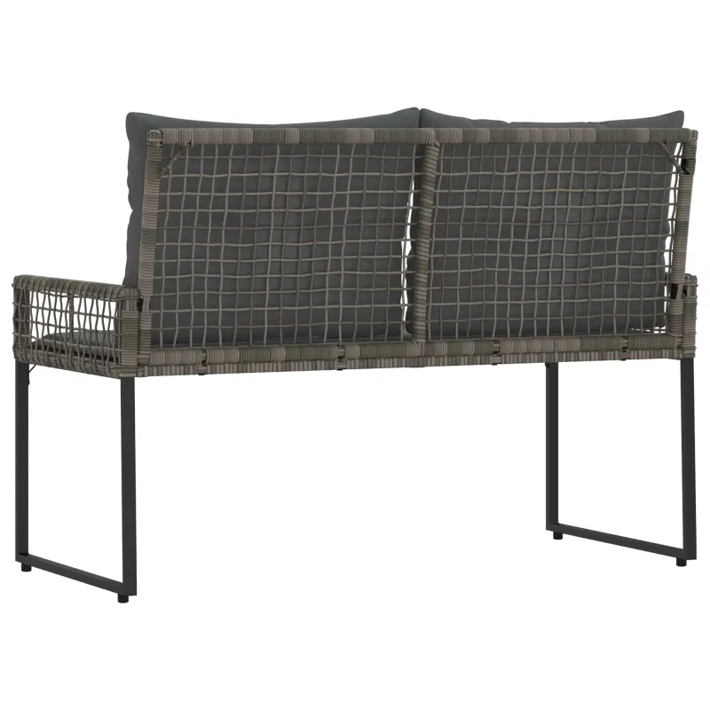 Lauko suolas Pilkas 118 x 55 x 82 cm PE rotangas ir audinys