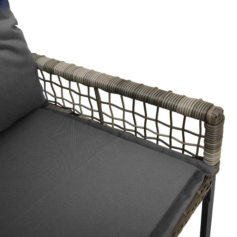 Lauko suolas Pilkas 118 x 55 x 82 cm PE rotangas ir audinys