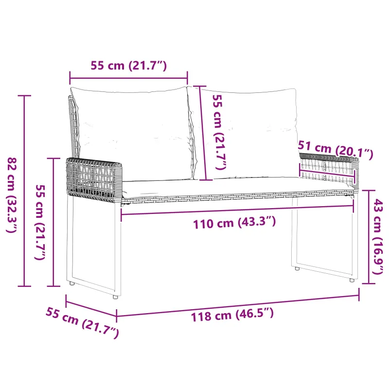Lauko suolas Pilkas ir tamsiai mėlynas 118 x 55 x 82 cm
