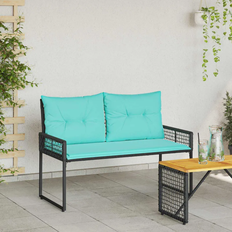 Lauko suolas su pagalve Juoda ir turkio 118 x 55 x 82 cm