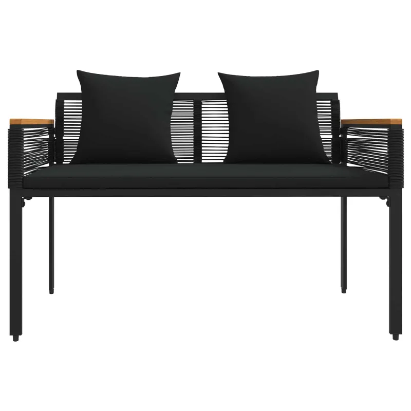 Lauko suolas su pagalve Juoda 117 x 54 x 74.5 cm poliratanas