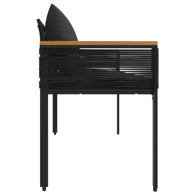 Lauko suolas su pagalve Juoda 117 x 54 x 74.5 cm poliratanas