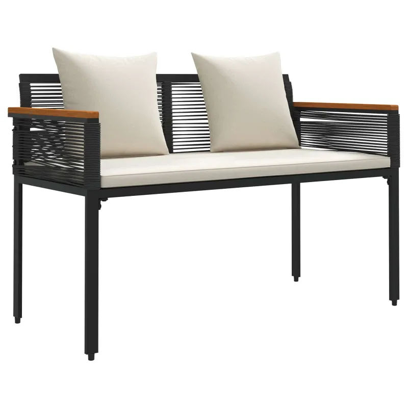 Lauko suolas Juoda ir kreminė balta 117 x 54 x 74.5 cm