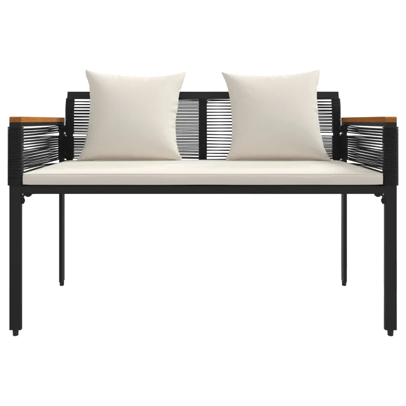 Lauko suolas Juoda ir kreminė balta 117 x 54 x 74.5 cm