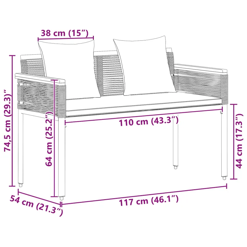 Lauko suolas Bežė ir kreminė balta 117 x 54 x 74.5 cm