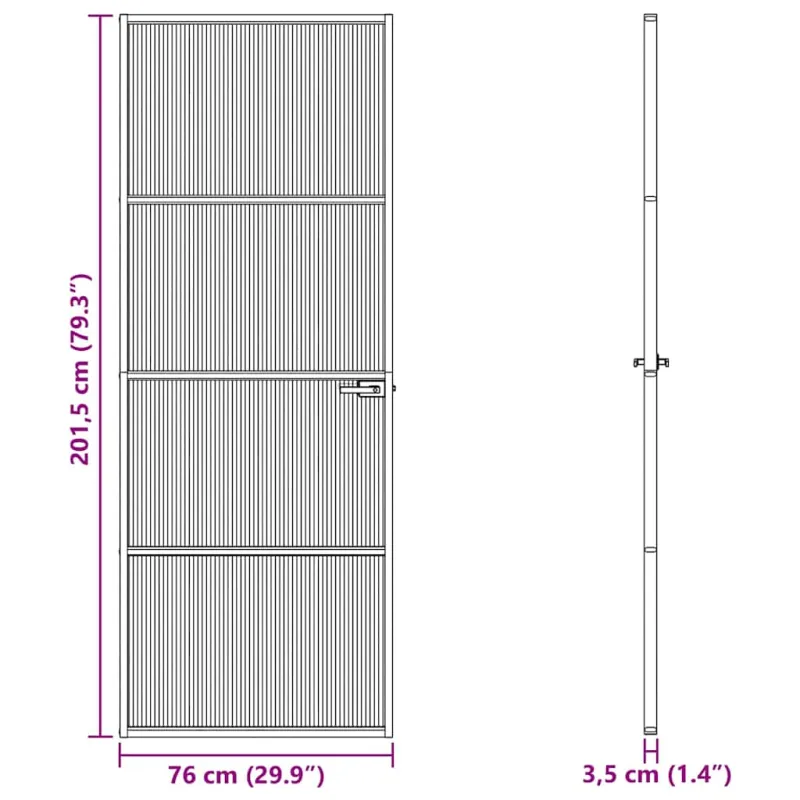 Namų durys 76 x 201,5 x 3,5 cm Aliuminis ir Temperuotas Stiklas
