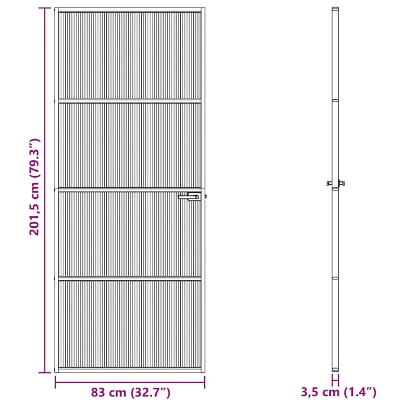Namų durys 83 x 201,5 x 3,5 cm Aliuminis ir Temperuotas Stiklas