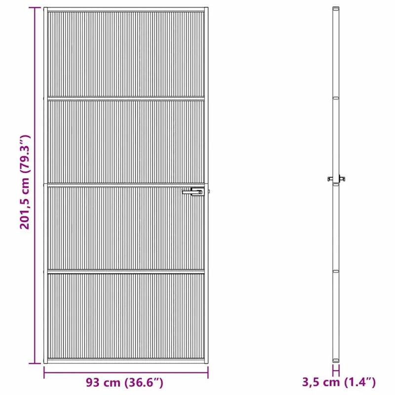 Namų durys 93 x 201,5 x 3,5 cm Aliuminis ir Temperuotas Stiklas