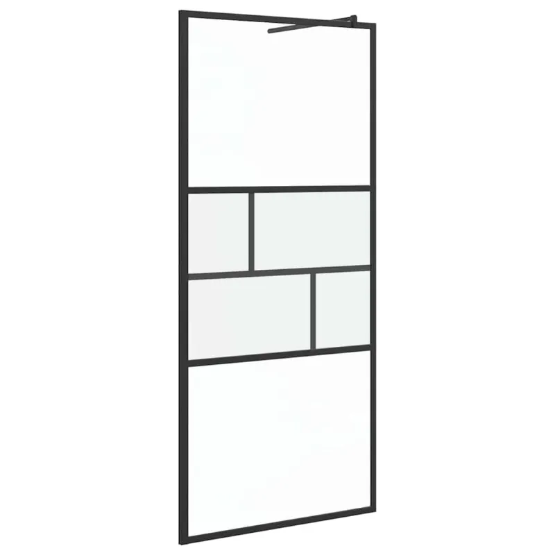 Įėjimo dušo siena Juoda 90 x 195 x 0,5 cm Stiklas ir aliuminis
