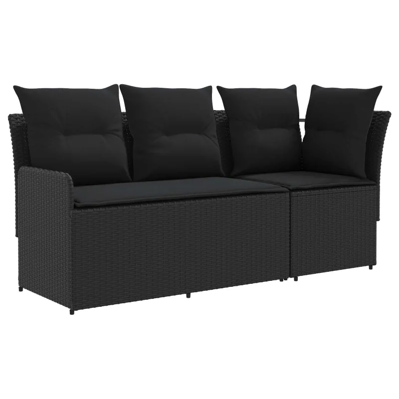 Sofa su porankiais su kampine sofa 2 Vienetas Juoda PE ratanas