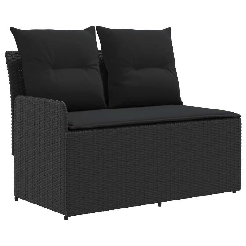 Sofa su porankiais su kampine sofa 2 Vienetas Juoda PE ratanas