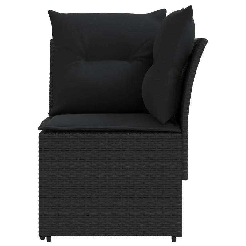 Sofa su porankiais su kampine sofa 2 Vienetas Juoda PE ratanas