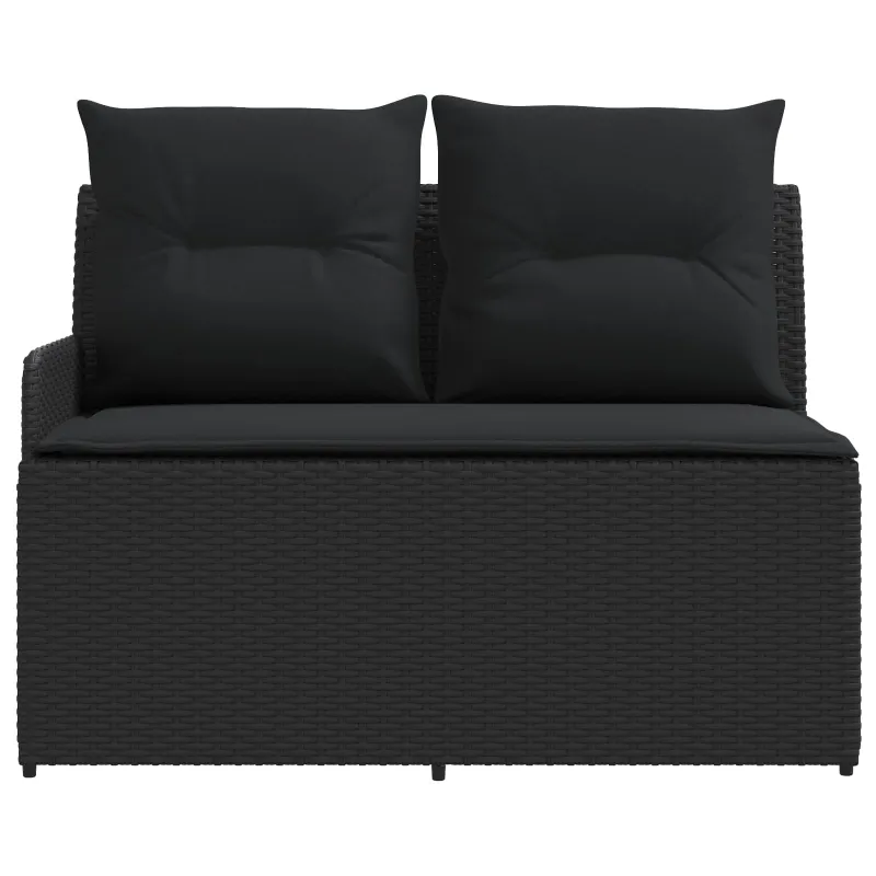 Sofa su porankiais su kampine sofa 2 Vienetas Juoda PE ratanas
