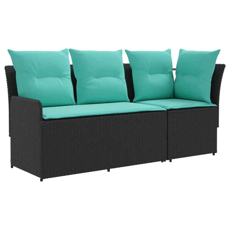 Sofa su porankiais su kampine sofa 2 Vienetas Juoda ir turkio