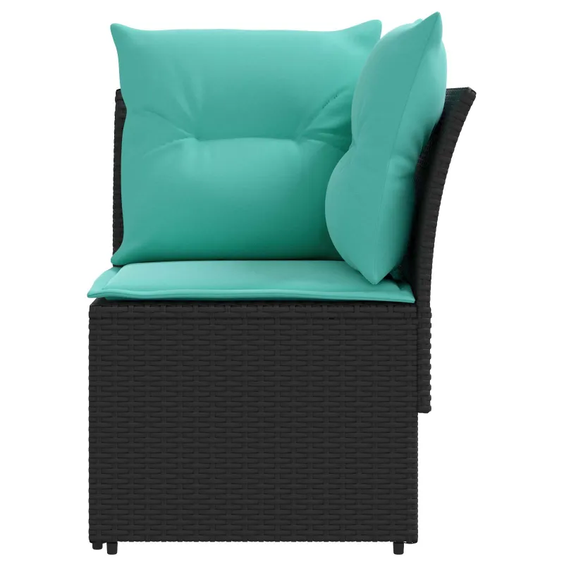 Sofa su porankiais su kampine sofa 2 Vienetas Juoda ir turkio
