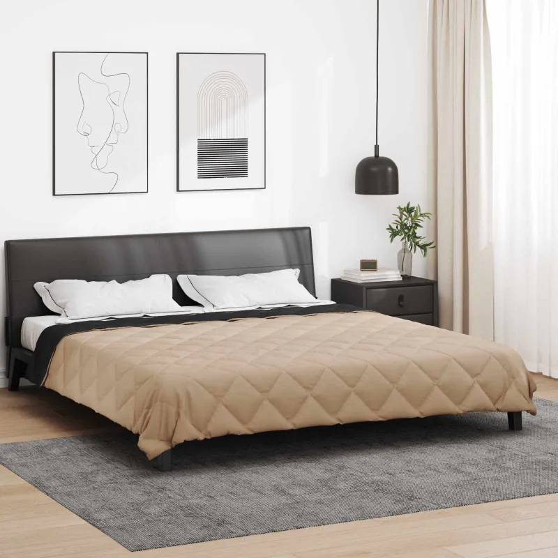 Vasaros antklodė Juoda ir taupe 220 x 260 cm Mikropluoštas