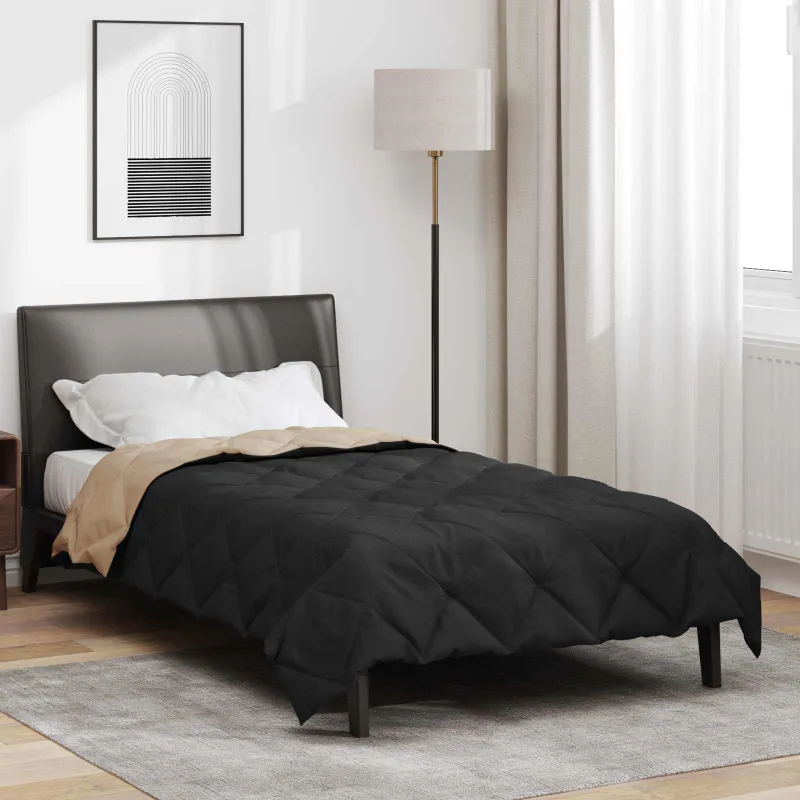 Pilna metų antklodė Juoda ir taupe 135 x 200 cm Mikropluoštas